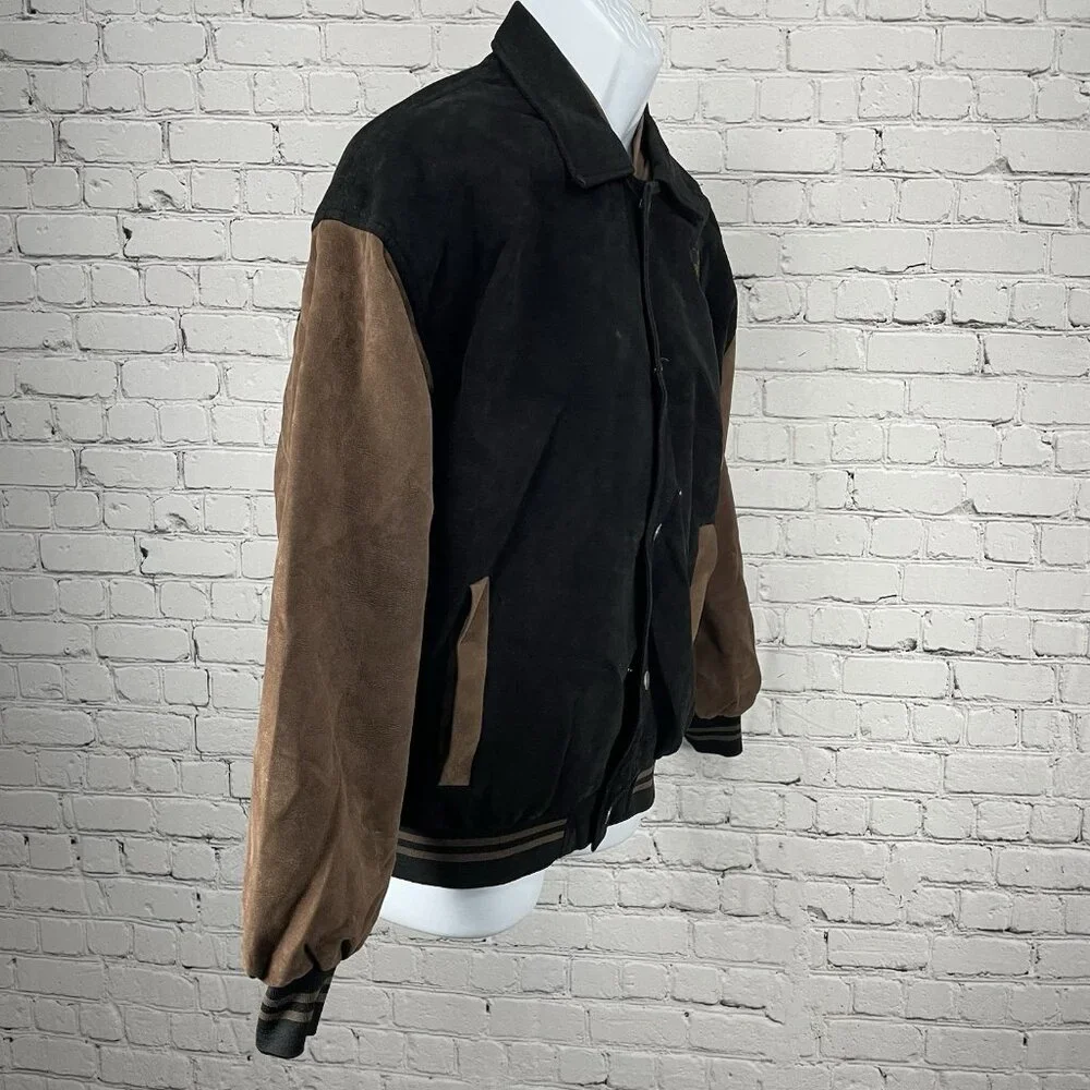 Jon Lauren Apparel Black Las Vegas Varsity Zipped Snap Pockets Jacket Size L